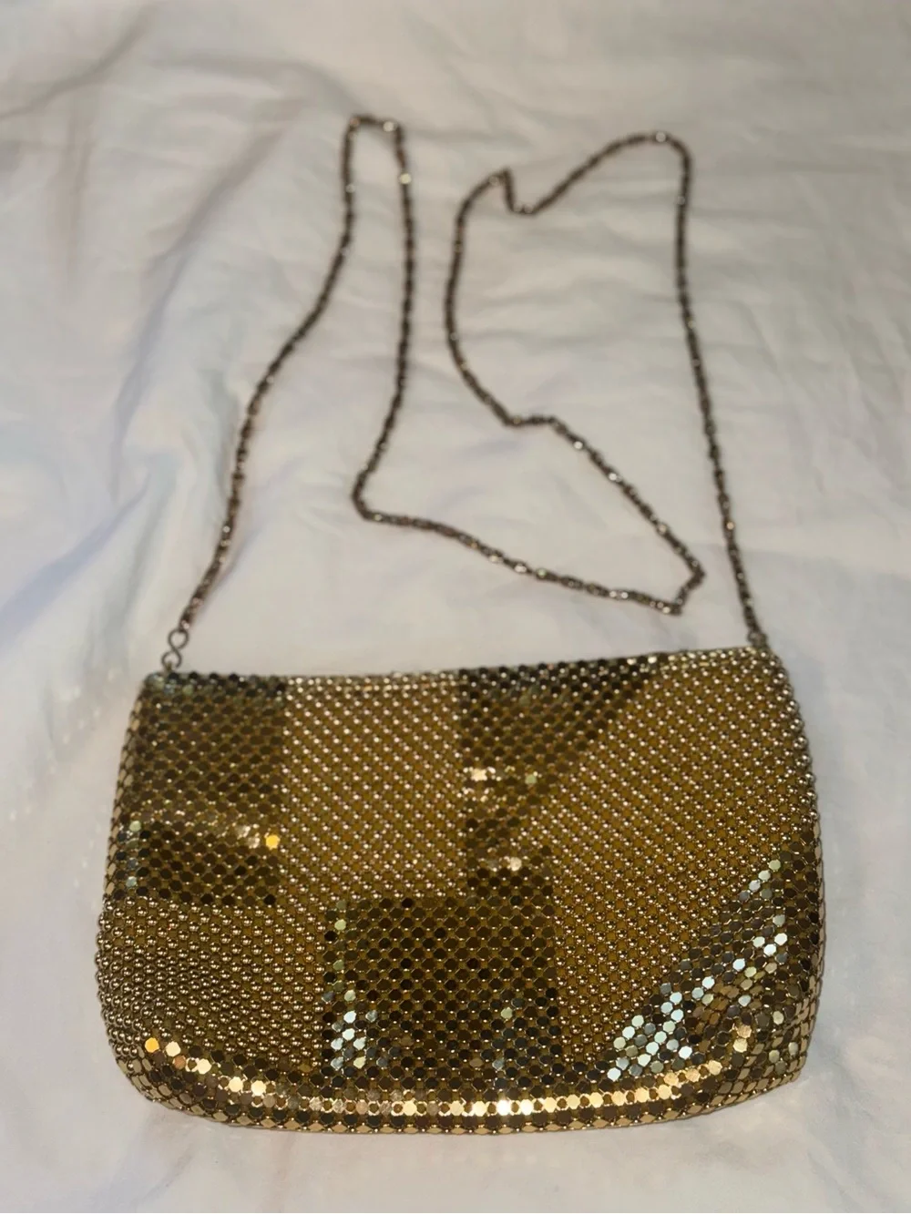 Vintage Gold Sequin Chain Clutch